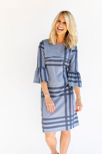 CW Windowpane - Harper & Bay Bell Sleeve Nursing Dress